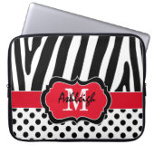 15" Red Black Zebra Stripes Polka Dots Laptop Case (Vorderseite)