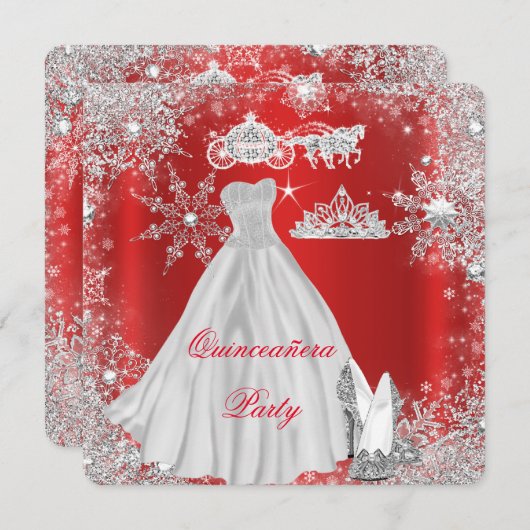 15. Regal Red Birthday Party in Quinceanera Einladung (Vorne/Hinten)