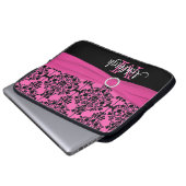 15" Rosa Schwarz-weiße IMITAT Band-Laptop-Hülse Laptopschutzhülle (Vorne Knopf)