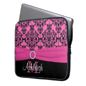 15" Rosa Schwarz-weiße IMITAT Band-Laptop-Hülse Laptopschutzhülle (Vorderseite Links)