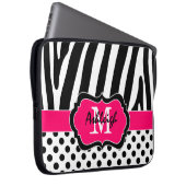 15" Rosaschwarzer Zebra Stripes Laptopschutzhülle (Vorne Rechts)