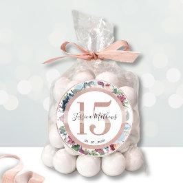 15 Rose Gold Quince Blumengefallen / Dekor Runder Aufkleber