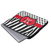 15" roter schwarzer Zebra Stripes Laptopschutzhülle (Vorne Knopf)