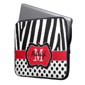 15" roter schwarzer Zebra Stripes Laptopschutzhülle (Vorderseite Links)