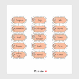 15 Rustikale, florale Spice Jar Stickers Aufkleber