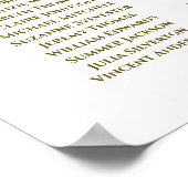 15 schlichte Gold White Wedding Seating Chart Poster (Ecke)