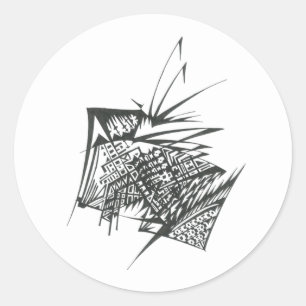 15 Schwarz-Weiß-Abstrakt-Tribal-Tattoo-Kunst Runder Aufkleber