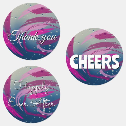 15-set Fuchsia & Soft Pink Brushstrokes Etiketten (Gruppe)