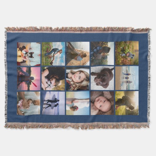 15 Square Foto Collage Keepake Blue Decke (Vorderseite)