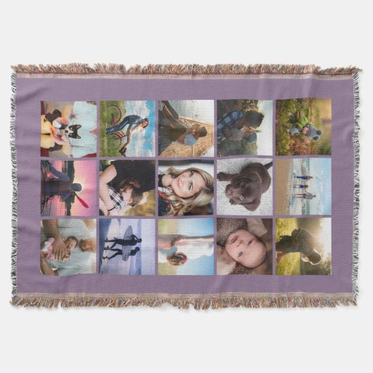 15 Square Foto Collage Keepake Lavender Decke (Vorderseite)
