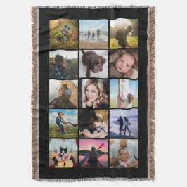15 Square Foto Collage Keepake Schwarz Decke