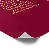 15 Tabelle Burgundy & Gold Hochzeitskarte Poster (Ecke)