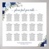 15 Tabelle Elegante blaue Rose Hochzeitstabelle Poster (Vorne)
