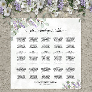 15 Tabelle Eukalyptus Lavendel Hochzeitskarte Poster