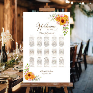 15 Tabelle Gelb Rosa Blumenübersicht Poster