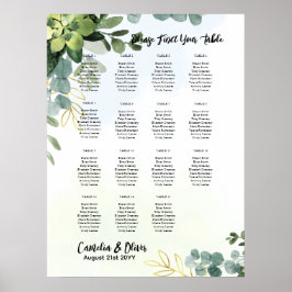 15 Tabelle Hochzeitskarte Grüne Eukalyptus Poster