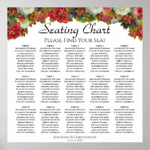 15 Tabelle Roter Fall Blume Hochzeitsstift Poster