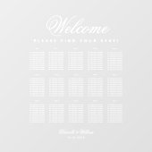 15 Tabelle Transparentes weißes Skriptsitzdiagramm Fensteraufkleber (Blatt)