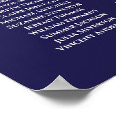 15 Table Elegant Navy Blue Wedding Seating Chart Poster (Ecke)