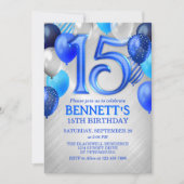 15. Teen Boy Blue Geburtstag Einladung (Vorderseite)