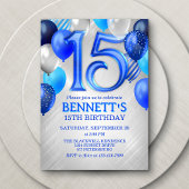 15. Teen Boy Blue Geburtstag Einladung