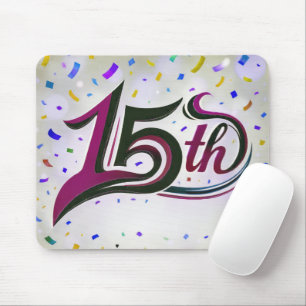 15. Text mit Party Confetti Mousepad