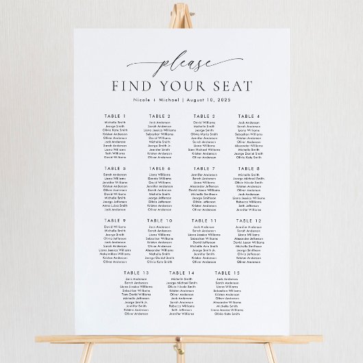 15 Tische Finden Sie Ihre Sitzplakette Poster