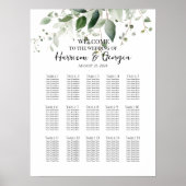 15 Tische Grüne elegante Hochzeitssitzkarte Poster (Vorne)