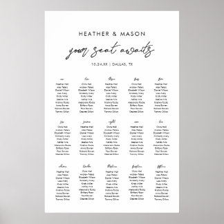 15 Tische Ihr Sitzplatz erwartet Hochzeitssitzkart Poster