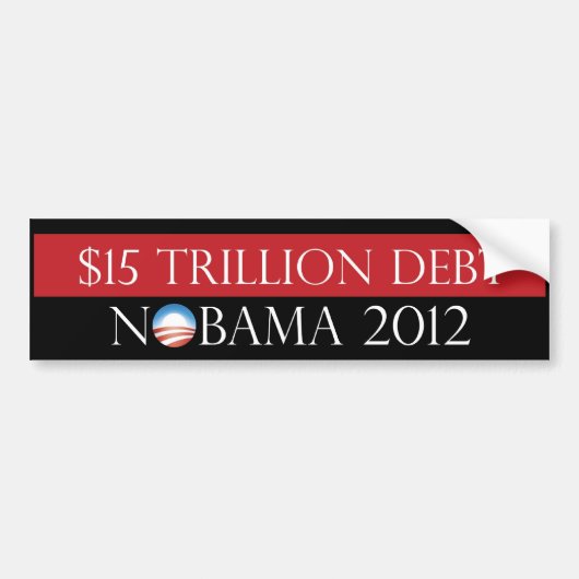 $15 Trillion Schulden Nobama 2012 Autoaufkleber (Vorne)