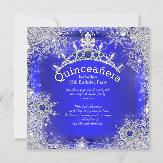 15. Winter Wonderland Royal Blue Einladung (Vorderseite)