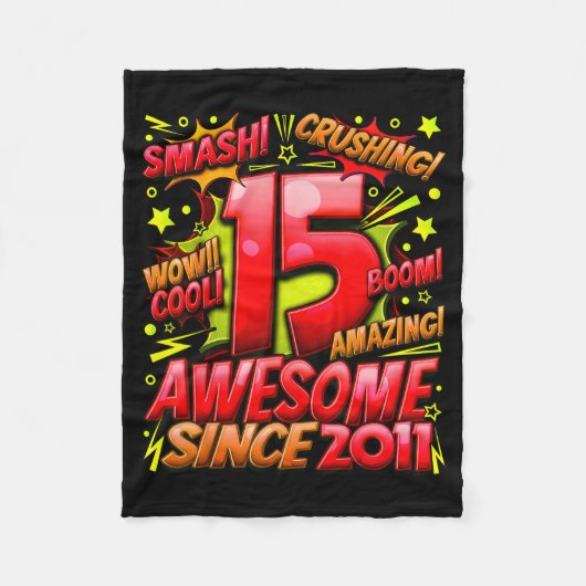 15 Year Old For Boys 15th Birthday Boy 15 Year Old Fleecedecke (Vorderseite)