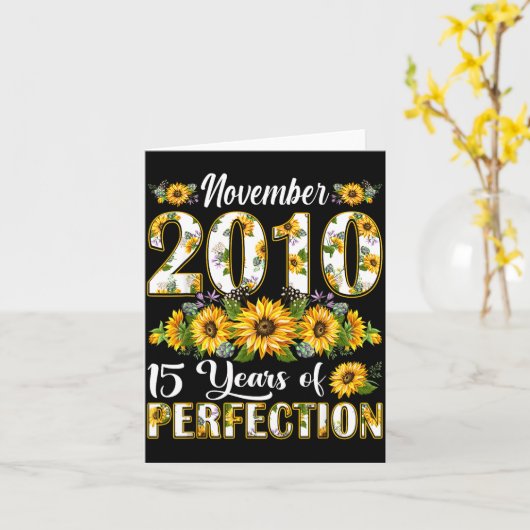 15 Year Old November 2010 Sunflower 15th Birthday  Karte (Gelbe Blume)