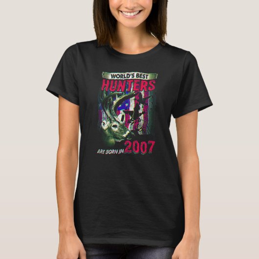 15 Years Old Deer Hunter Born In 2007 15th Birthda T-Shirt (Vorderseite)