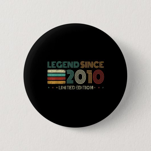 15 Years Old Legend Since 2010 15th Birthday Button (Vorderseite)