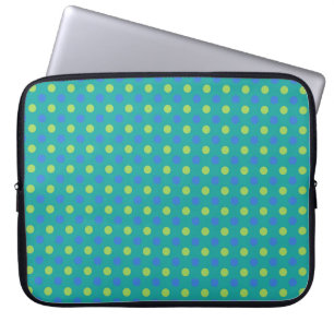 15-Zoll-Laptop-Sieb: Green Polka Dots Muster Laptopschutzhülle