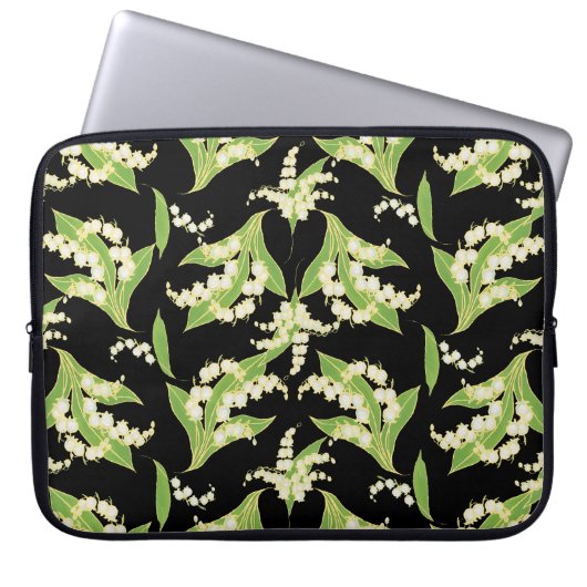 15-Zoll-Laptop-Sieb: Lilies of the Valley, Black Laptopschutzhülle (Vorderseite)