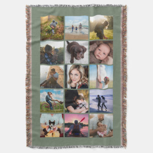 15er Foto-Kollage-Andenken in Salbei Decke