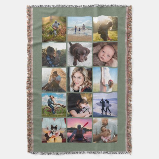 15er Quadrat-Fotocollage-Andenken Sage Decke (Vorderseite Vertikal)