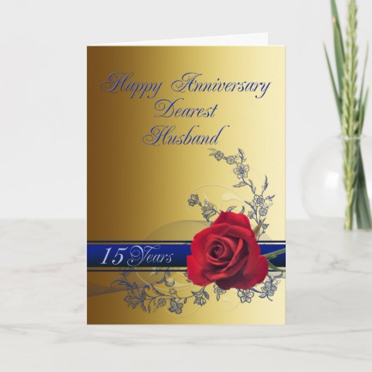 15th Anniversary card for husband with a Red Karte (Vorderseite)