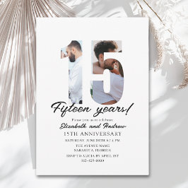 15th Anniversary with Photo Minimalist Einladung