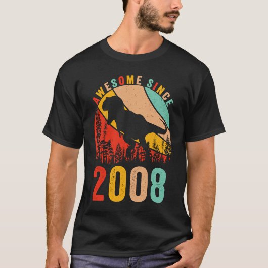 15th Bday Dinosaur T Rex Boys Retro Awesome Since T-Shirt (Vorderseite)