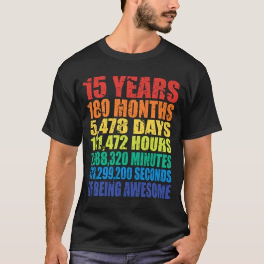 15th Birthday, Boys &amp; Girls, Cool 15 Years Of  T-Shirt (Vorderseite)