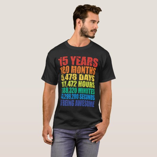 15th Birthday, Boys &amp; Girls, Cool 15 Years Of  T-Shirt (Vorne ganz)