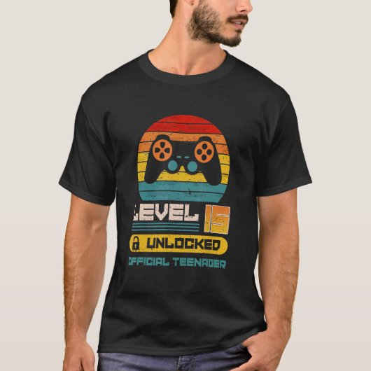15th Birthday  Boys Level 15 Unlocked Official Tee (Vorderseite)