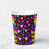 15th Birthday: Loving Hearts Pattern, Rainbow 15 Pappbecher (Links)