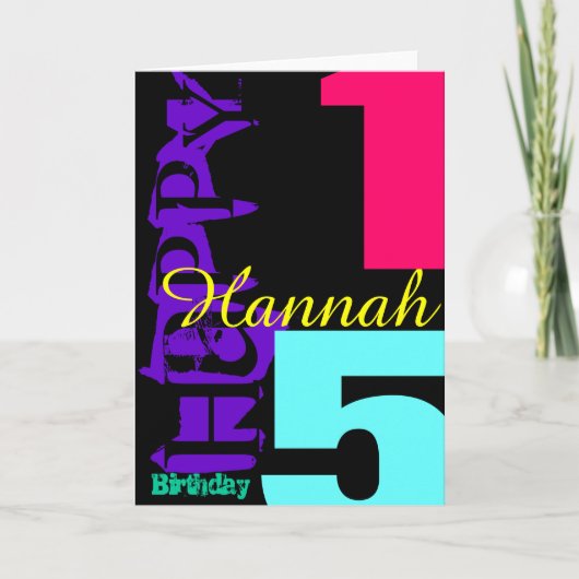 15th Birthday Personalized POP Greeting Card Karte (Vorderseite)