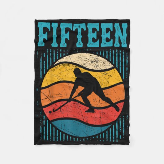 15th Birthday Retro Field Hockey 15 Years Old Boy  Fleecedecke (Vorderseite)