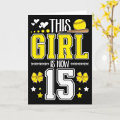 15th Birthday Softll Girl 15 Year Old Softll Playe Karte (Gelbe Blume)