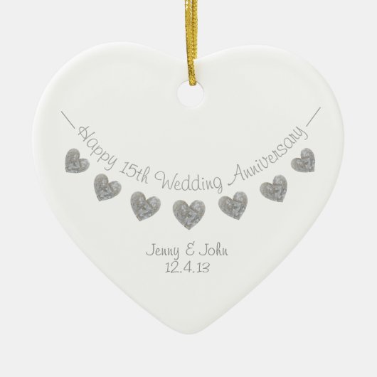 15th Crystal Wedding anniversary heart ornament (Vorne)
